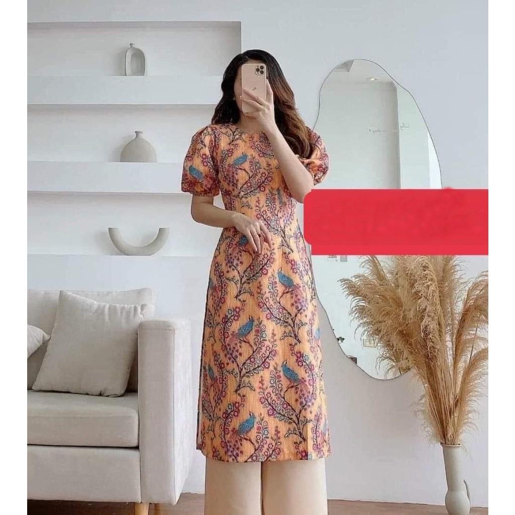 Sét Áo Dài Vai Bồng Cổ Tròn Đủ Màu Sắc Cho Các Nàng Yêu Thích - Mã A14