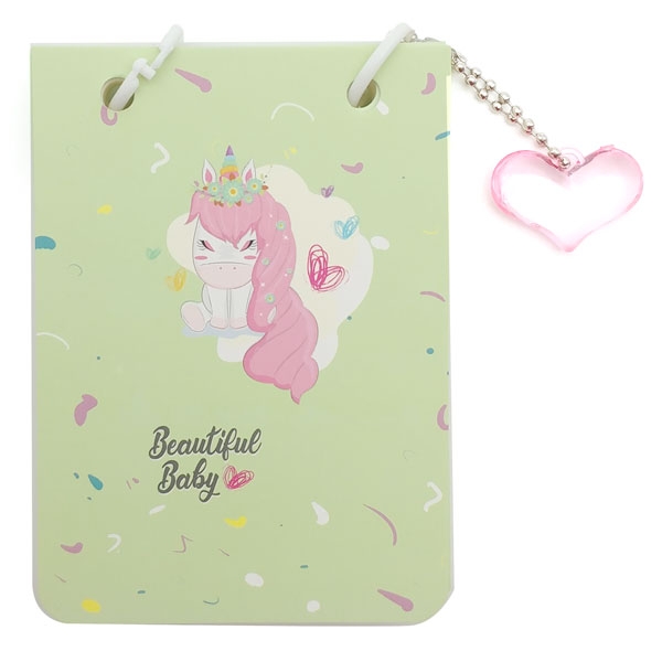 Sổ Note Nhí XQA7-958 - Hình Unicorn - Màu Xanh Lá
