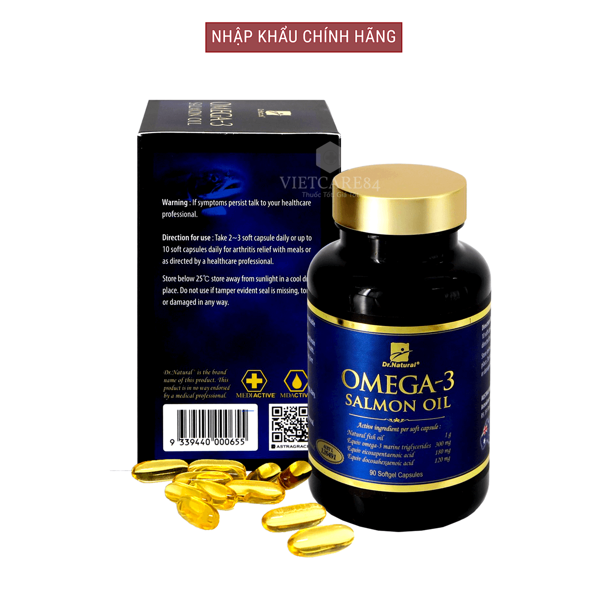 Viên uống Omega 3 dầu cá Hồi nhập khẩu chính hãng Úc OMEGA 3 SALMON OIL hỗ trợ hạ mỡ máu, giảm nguy cơ xơ vữa động mạch, cung cấp các chất dinh dưỡng cần thiết cho não bộ, tốt cho mắt