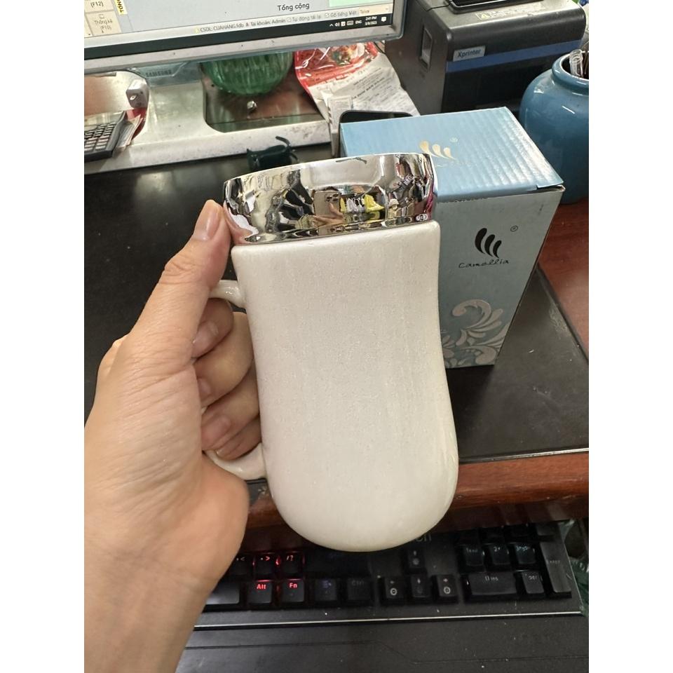 Cốc sứ nắp tráng gương giữ nhiệt