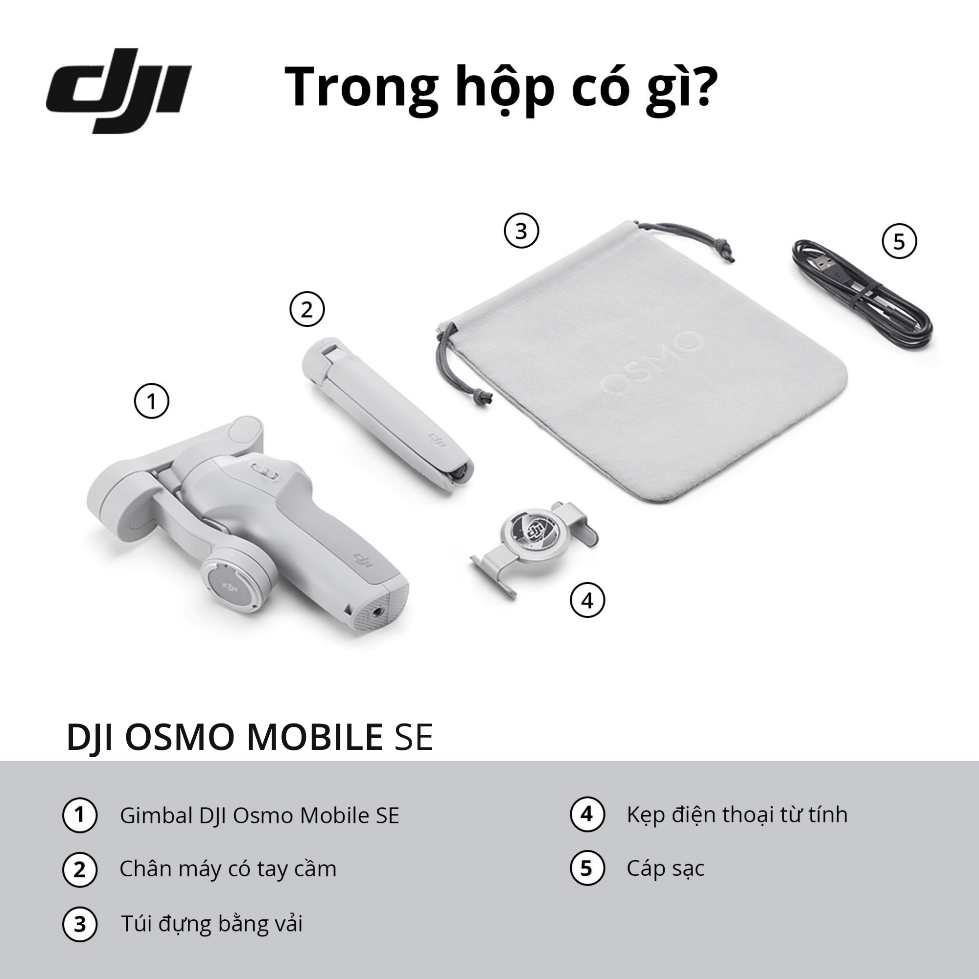 Gimbal chống rung điện thoại DJI Osmo Mobile SE gọn nhẹ theo dõi khuôn mặt (DJI OM SE) - Hàng chính hãng