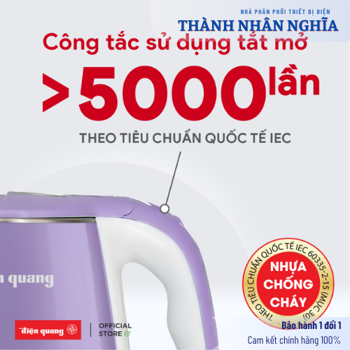 Ấm siêu tốc Điện Quang ĐQ EKT15 1518 đế xoay 360 độ, tự động ngắt điện hàng chính hãng