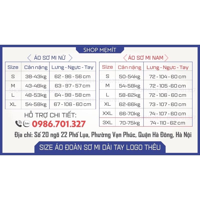 Áo Sơ Mi Dài Tay Đoàn Thanh Niên Logo Thêu Vải Đẹp Form Chuẩn