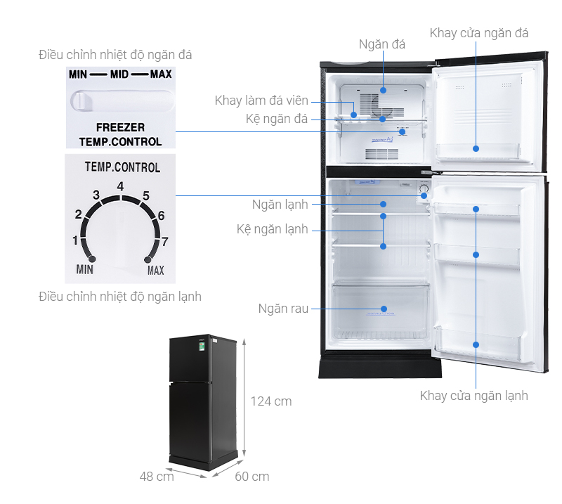 Tủ Lạnh Aqua 130 lít AQR-T150FA-BS