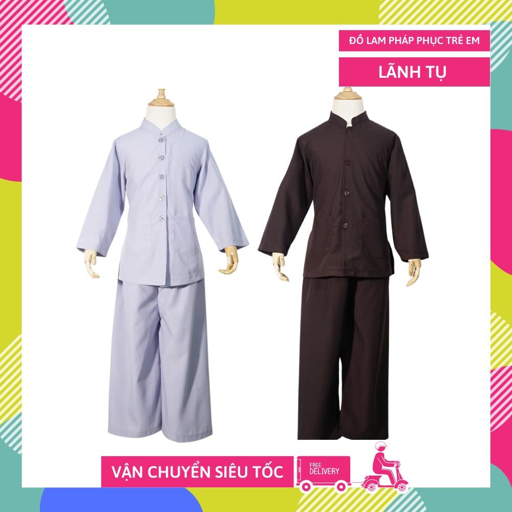 Quần áo Lam đi chùa Bé trai LÃNH TỤ, thời trang Phật giáo dành cho Phật tử giá rẻ cao cấp - Nhiều cỡ - Có video