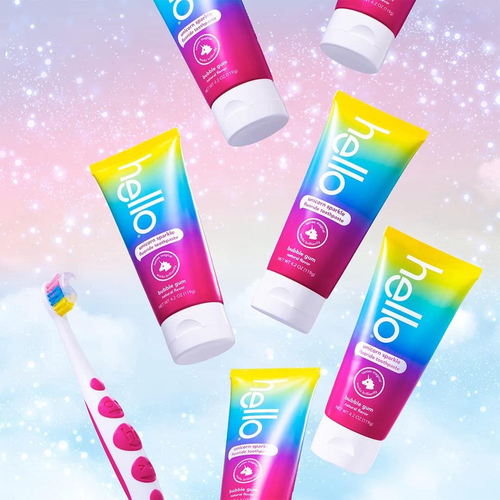 KEM ĐÁNH RĂNG hello UNICORN CHO BÉ TRÊN 2 TUỔI - Fluoride Kids Toothpaste, Anticavity, Vegan, SLS Free, 119g