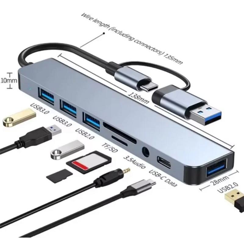 HUB Type C và HUB USB 3.0 tốc độ cao TEKKIN cổng chia usb mở rộng kết nối  - hàng chính hãng