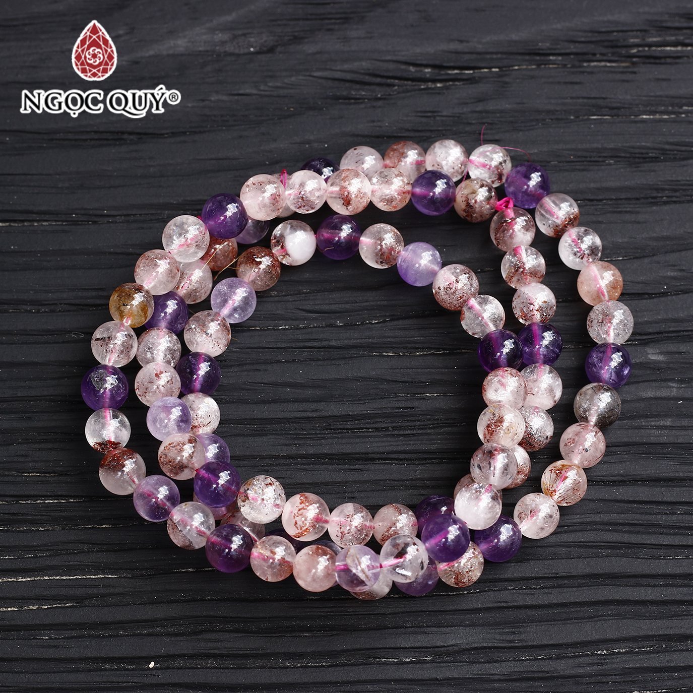 Vòng tay 3 line đá super seven hạt 7mm - Ngọc Quý