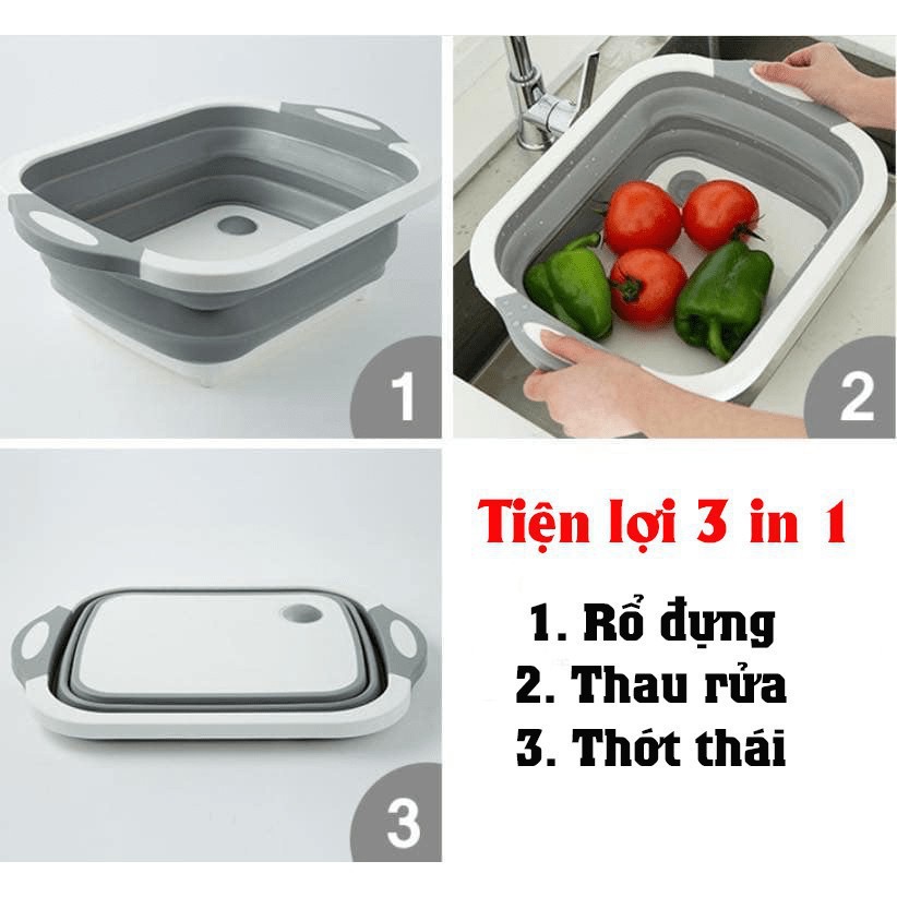 Thớt kiêm Chậu gấp gọn đa năng tiện dụng 3 in 1