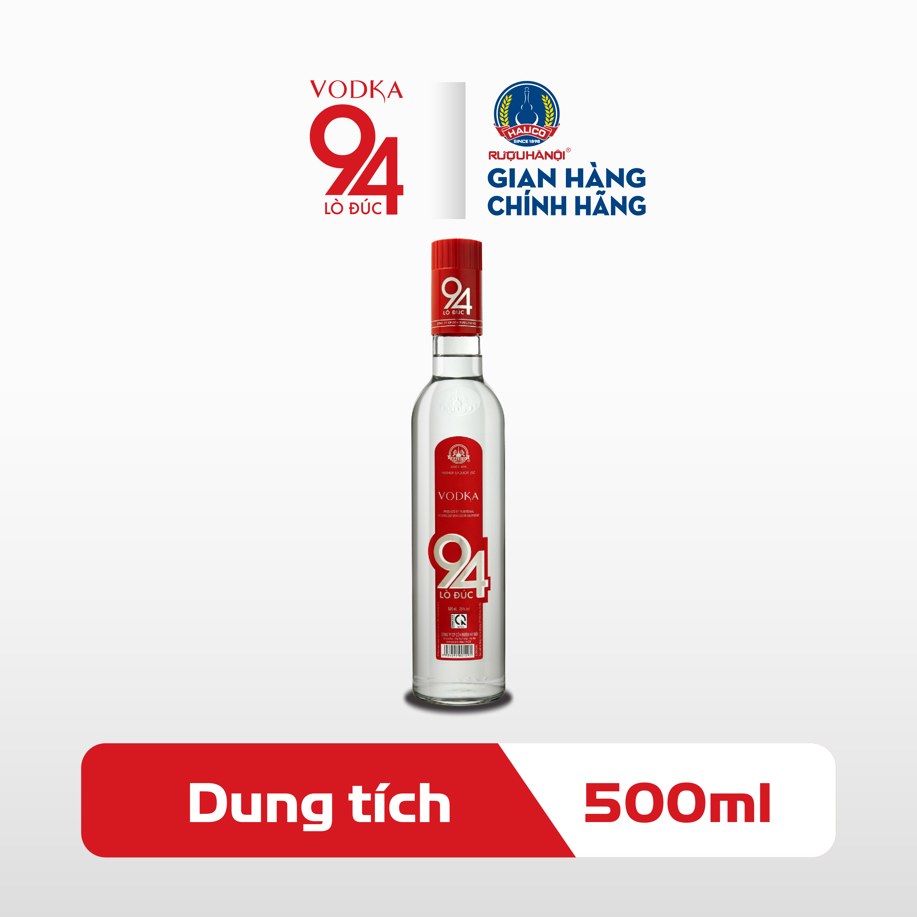 Rượu Vodka 94 Lò Đúc HALICO nồng độ 35% chai 500ml không kèm hộp