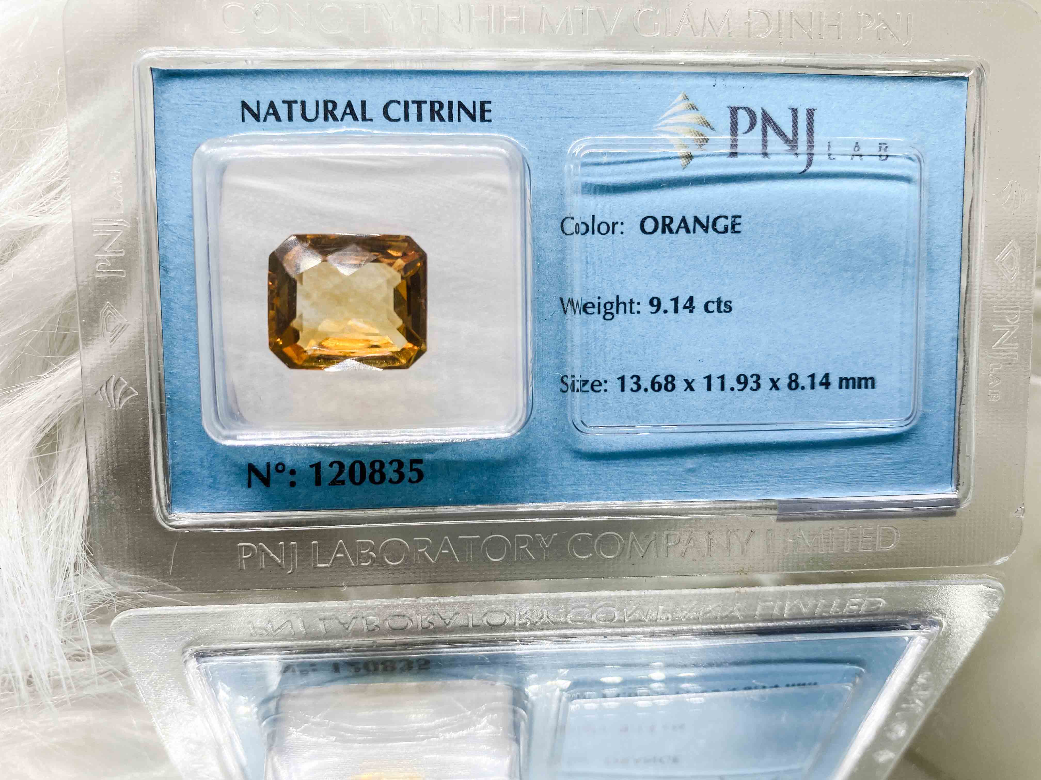 Viên citrine thạch anh vàng chữ nhật giác lưới 9.14ct 120835