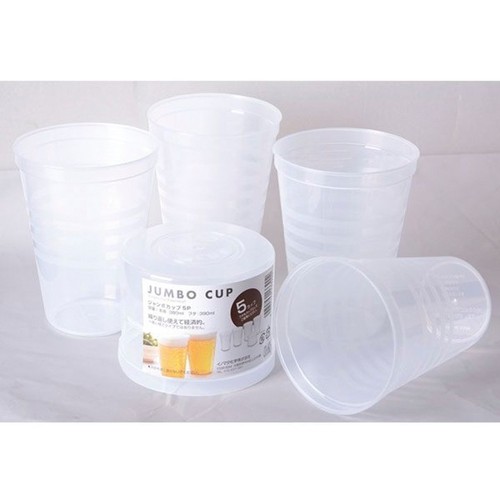 Set 5 cốc nhựa 380ml có nắp úp nội địa Nhật Bản