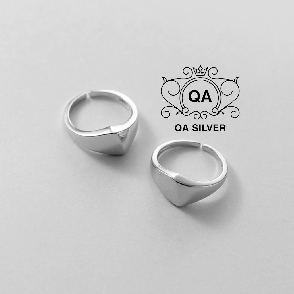 Nhẫn bạc 925 bản to form nhỏ ngón út khuyên kẹp vành nam nữ S925 MINIMAL QA Silver Ring RI220901