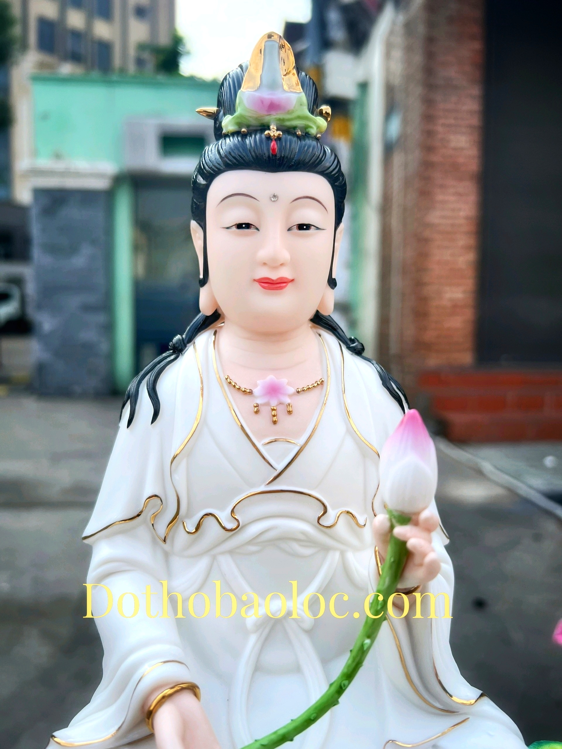 Tượng Phật Đại Thế Chí cao cấp bằng sứ đế trắng cao 40cm