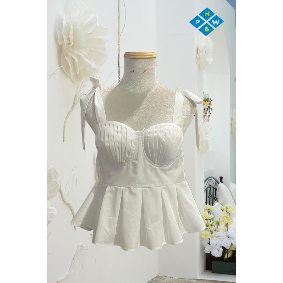 Áo Hai Dây Cúp Ngực Trắng