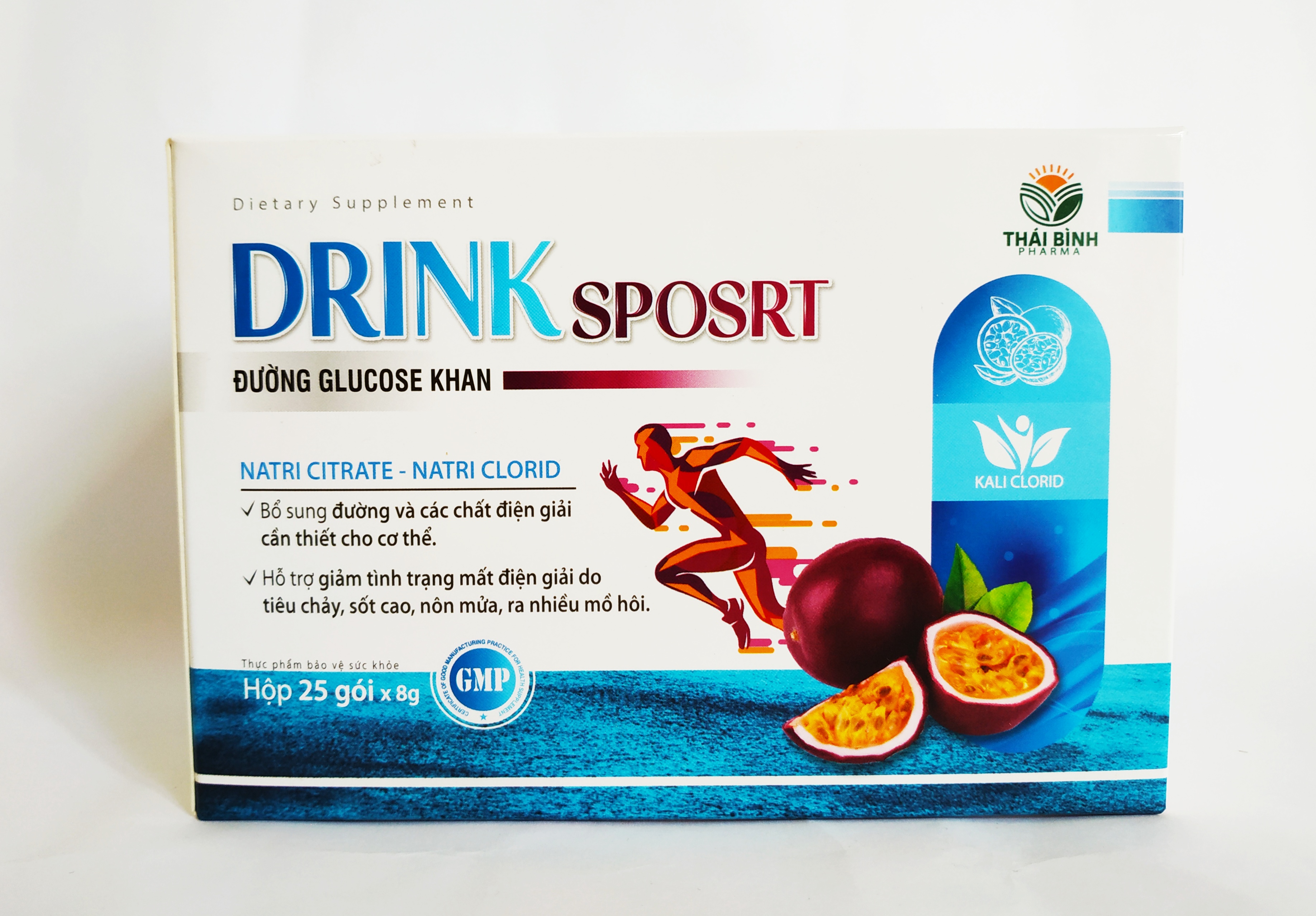 1 Hộp 25 Gói Bột Pha Nước Uống Và Bù Chất Điện Giải Oresol Drink Sports Vị Chanh Leo – 1 Gói 8Gam