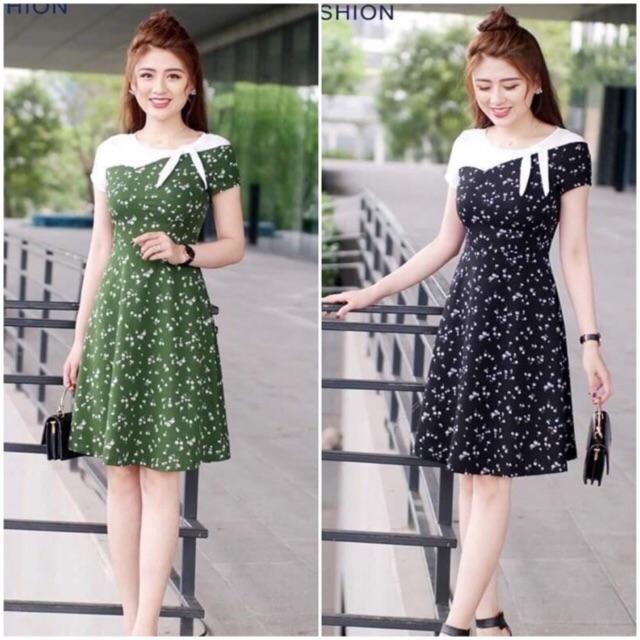 Đầm xoè sóng ngực buộc nơ sale