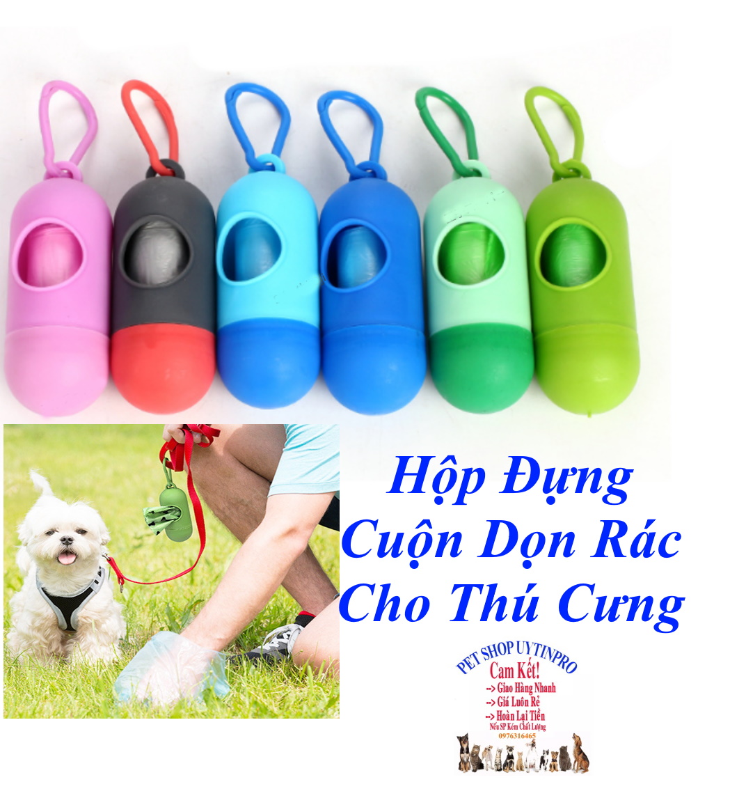 Hộp đựng túi rác vệ sinh cho Chó Mèo hình bầu dục dài 10cm Kèm 1 cuộn túi đựng Chất liệu nhựa chắc chắn Nhỏ gọn Tiện lợi