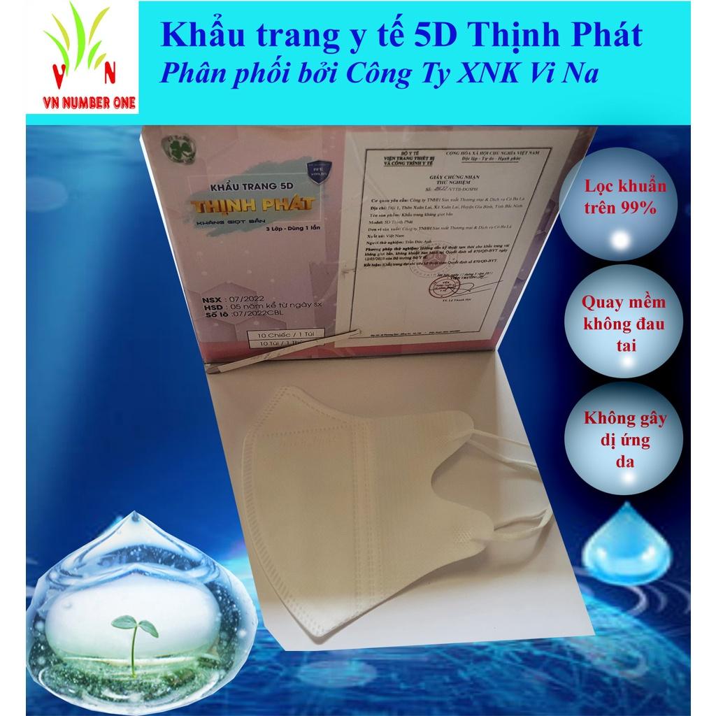 Khẩu trang 5D thịnh phát gói 10 cái màu trắng (Combo 5 gói) Cho Người Lớn