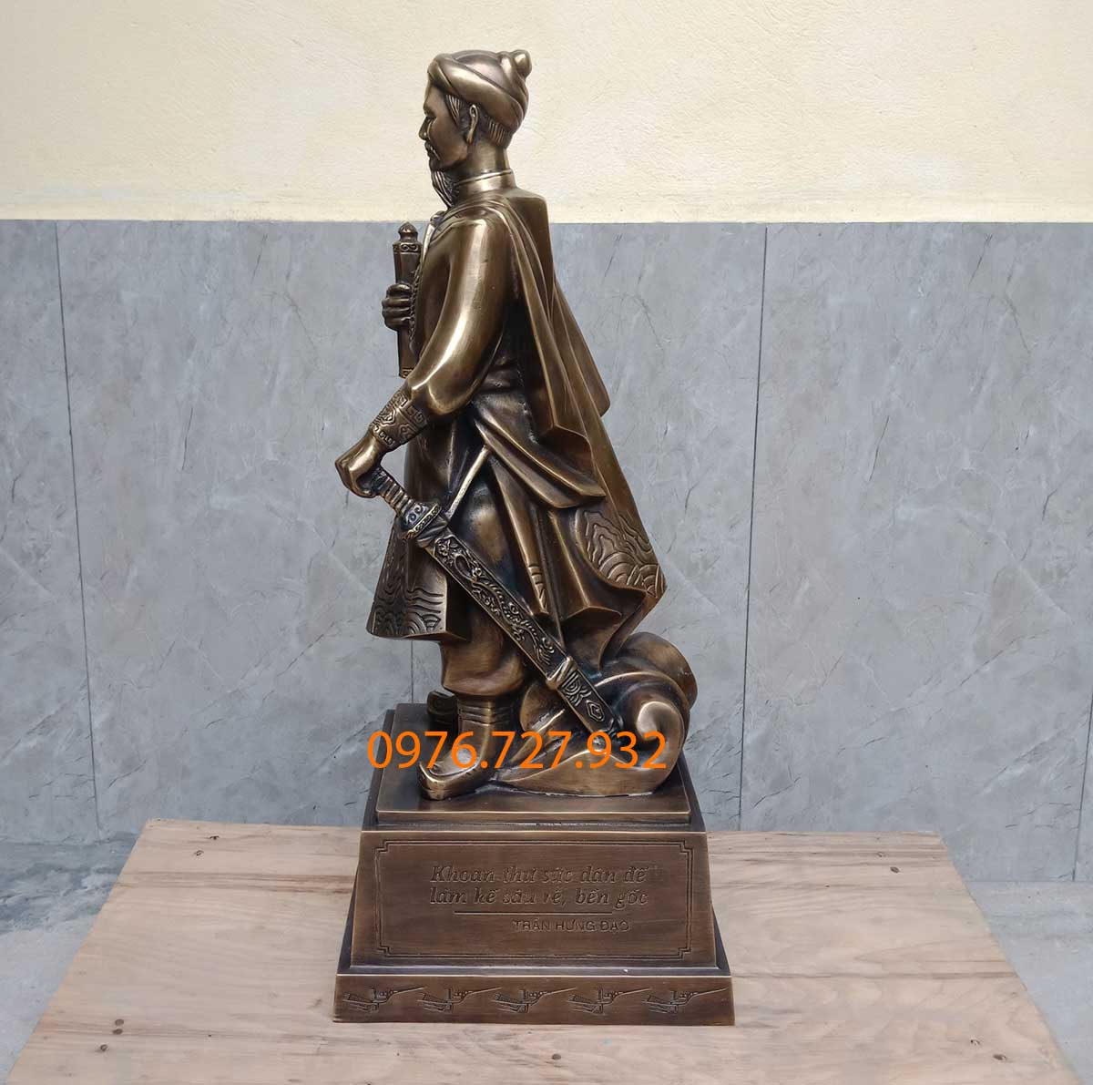 Tượng trần hưng đạo bằng đồng cao 60cm, tượng trần hưng đạo, tượng trần quốc tuần