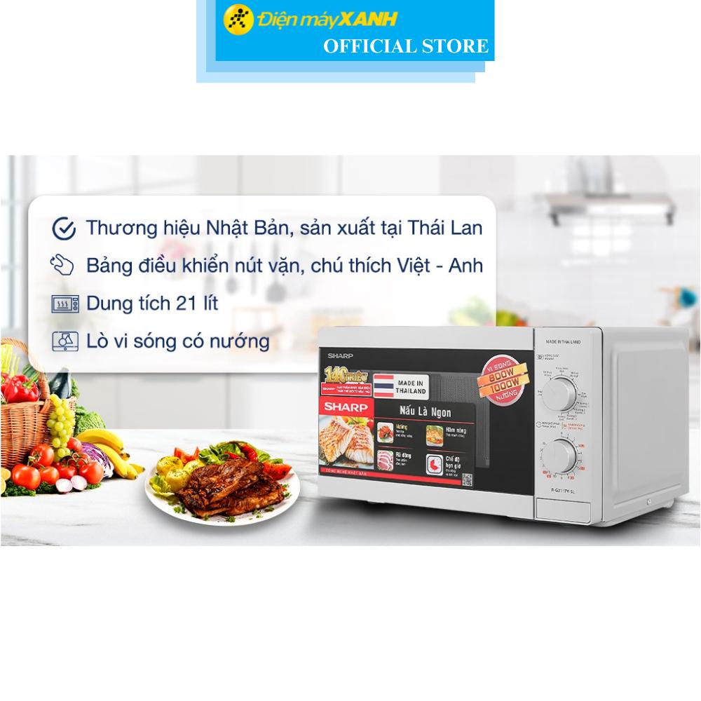 Lò vi sóng có nướng Sharp R-G211TV-SL 21 lít - Hàng Chính Hãng