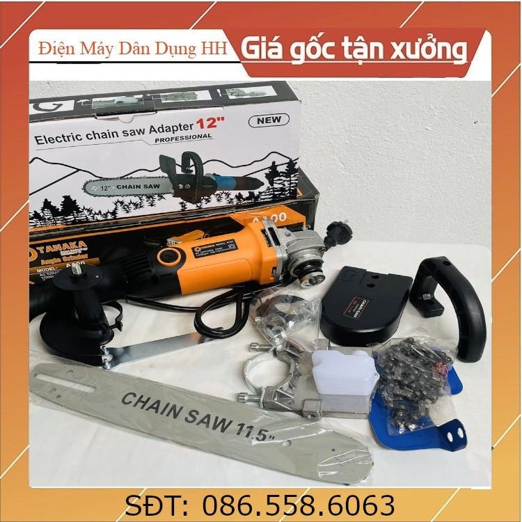 Máy mài cầm tay Tanaka 950w, máy mài góc đuôi dài tiện lợi - Bộ chuyển đổi máy mài thành máy cưa xích