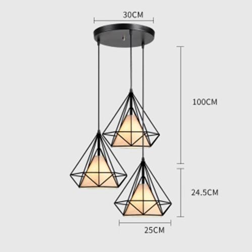 Bộ đèn thả DIAMON treo trần - kèm bóng LED và đế ốp trần (D250mm)