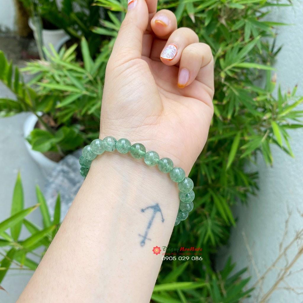 Vòng tay Nữ đá thạch anh dâu tây xanh kích thước hạt 8ly