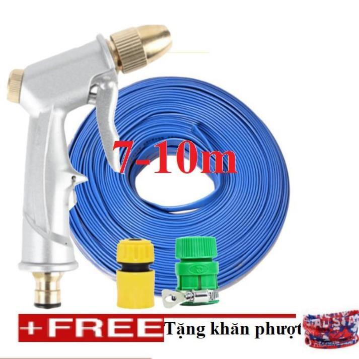 Bộ dây vòi xịt nước rửa xe, tưới cây . tăng áp 3 lần, loại 7m, 10m 206701 đầu đồng,cút, + tặng khăn phượt TL