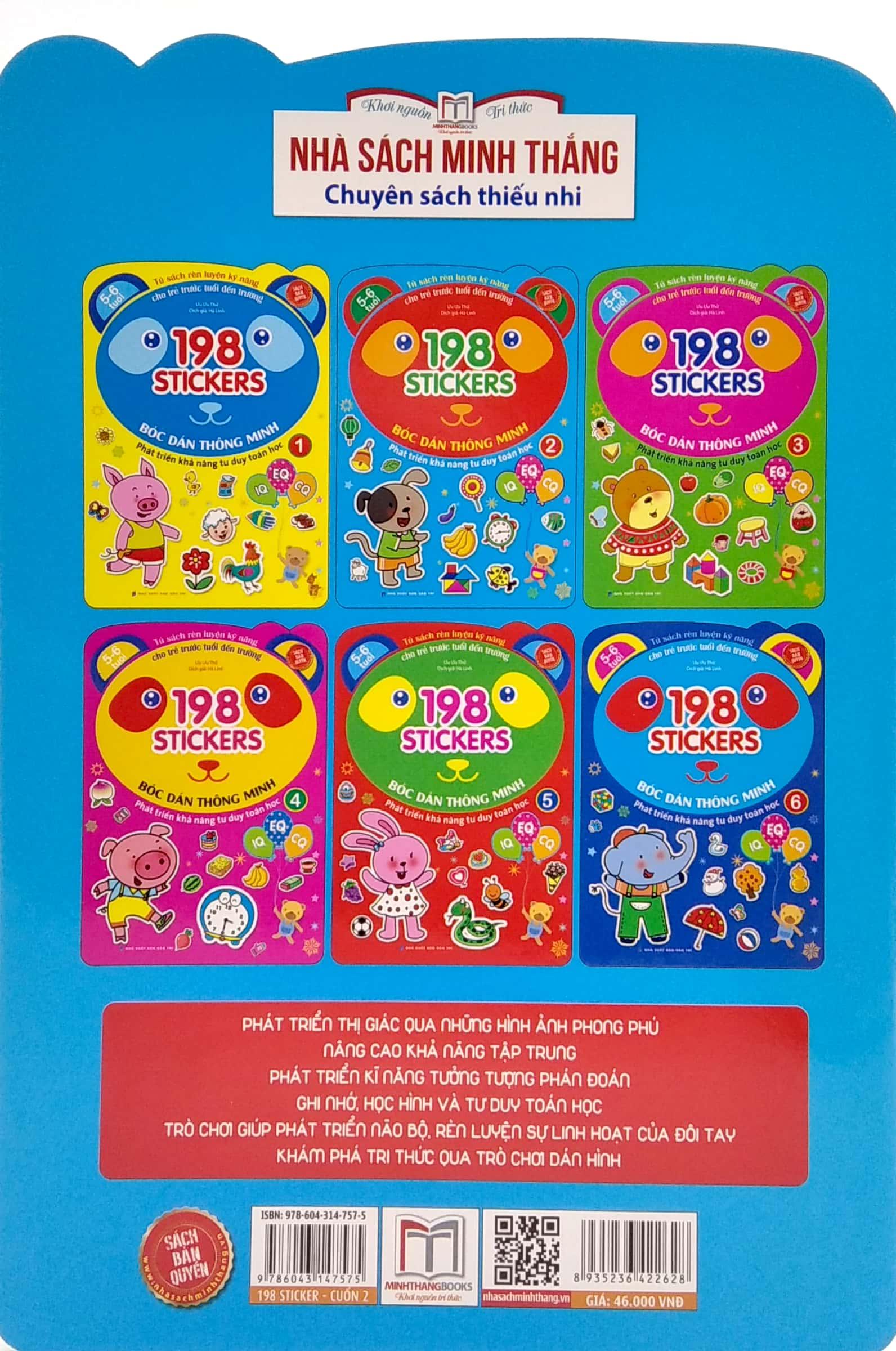 Bóc Dán Hình Thông Minh Phát Triển Khả Năng Tư Duy Toán Học IQ EQ CQ (5-6 Tuổi) - 198 Sticker (Quyển 2)