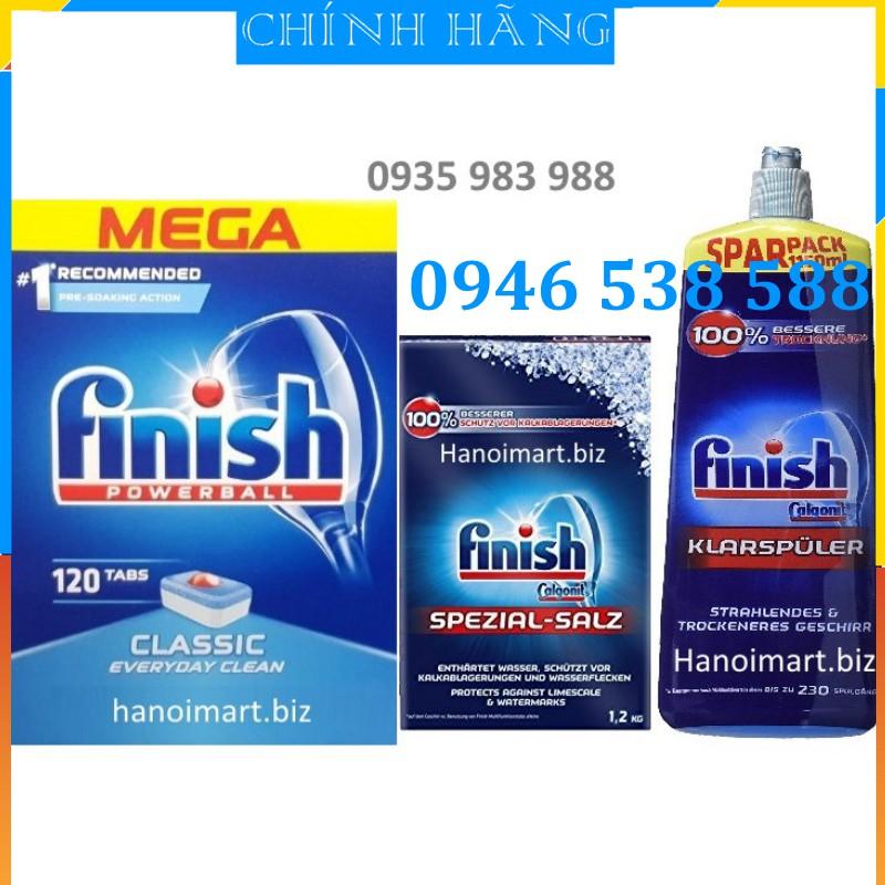 Combo 120 Viên rửa bát Finish+ Nước làm bóng Finish 400ml +muối rửa chén finish 1,5kg