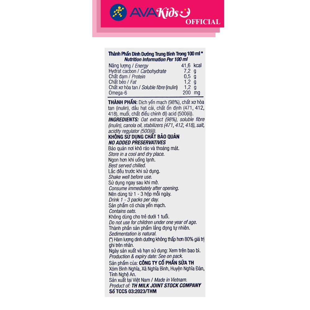 Lốc 4 hộp sữa yến mạch TH true Oat 180 ml (từ 1 tuổi) - Hàng Chính Hãng