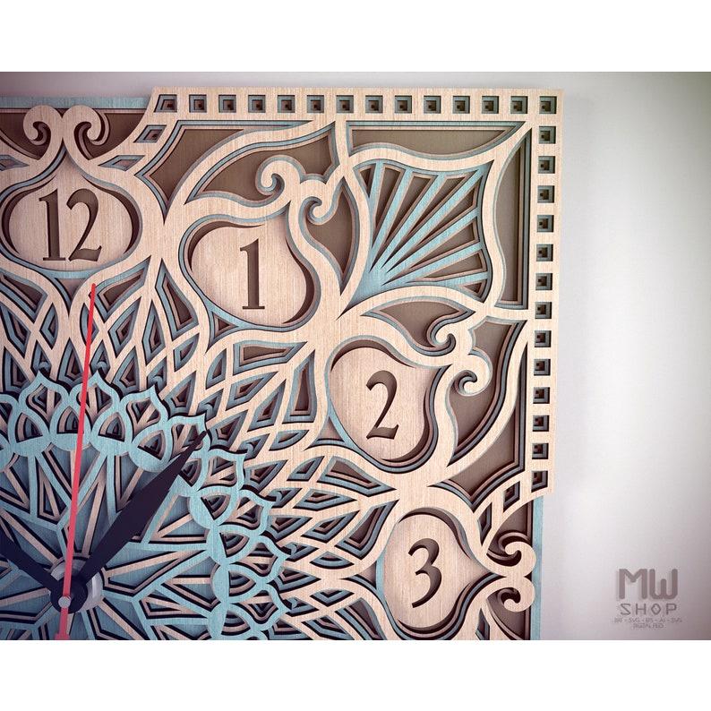 Đồng hồ trang trí kiểu mandala mẫu 19