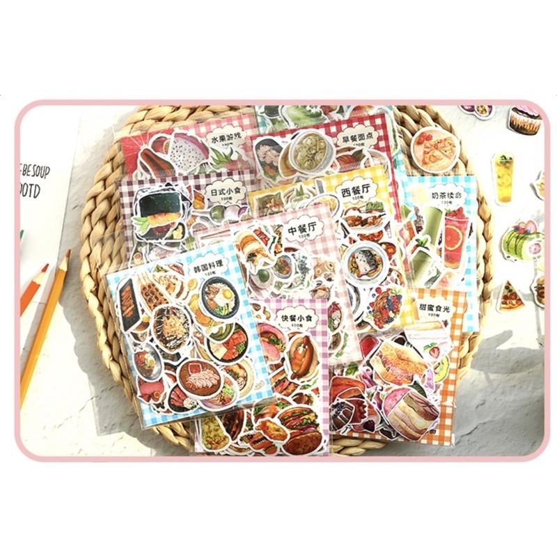 Set 100 stickers foodie dễ thương không trùng mẫu (có tách lẻ