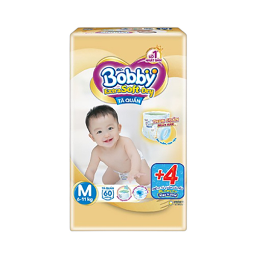 Tã quần cao cấp Bobby Extra Soft-Dry M60 - Tặng 4 miếng