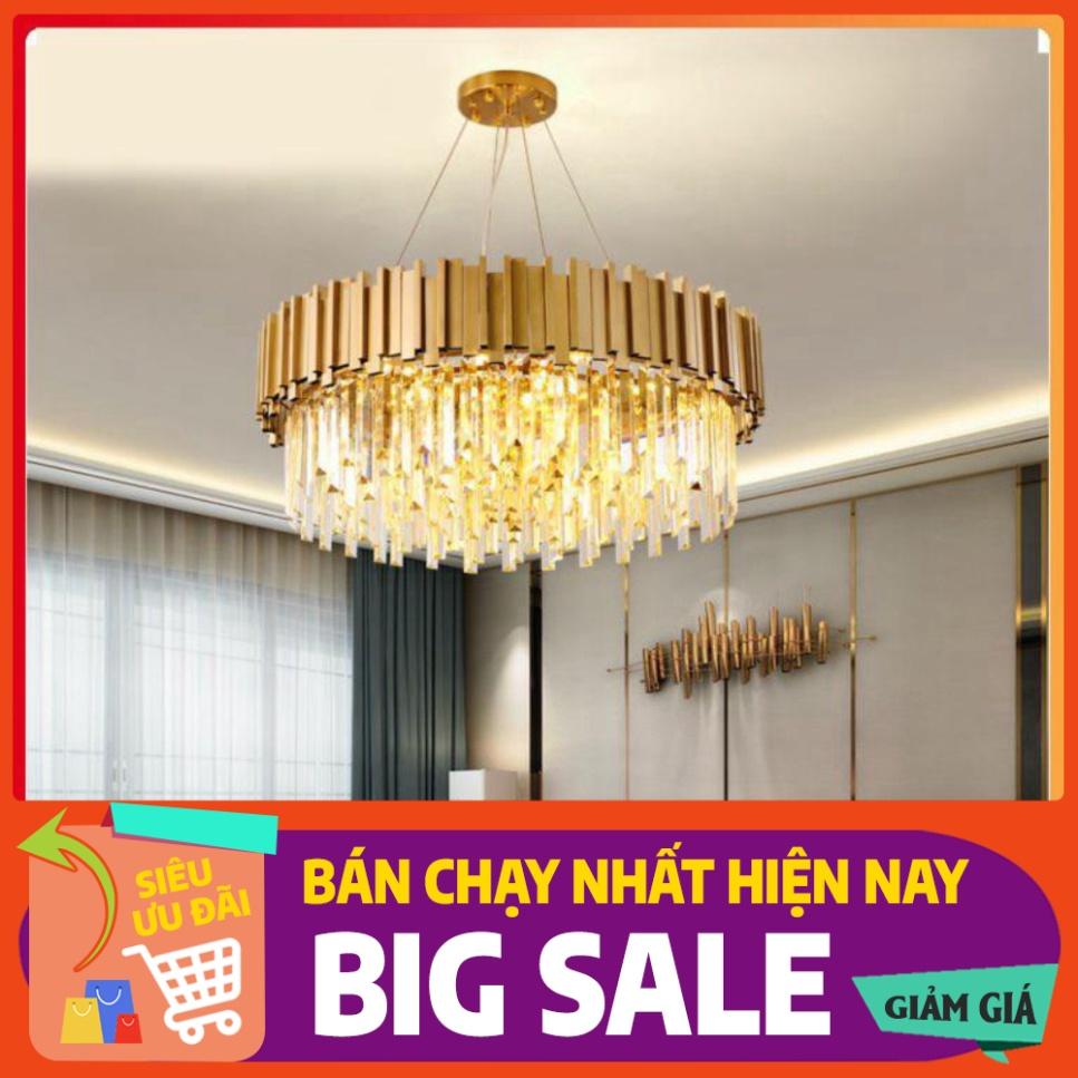 Đèn chùm pha lê loại tròn và hình chữ nhật phong cách hiện đại trang trí nội thất sang trọng