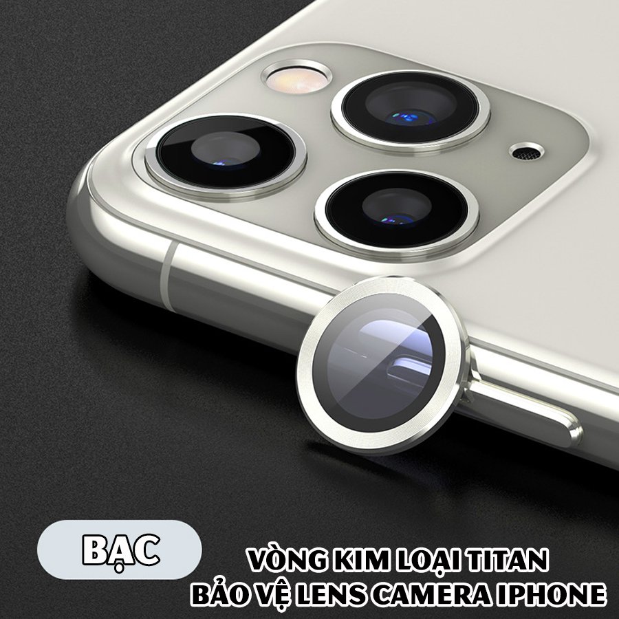 Tặng hộp đựng lens cao cấp - Vòng kim loại titan bảo vệ lens camera cho các dòng iphone 11 / iphone 12 - Bạc