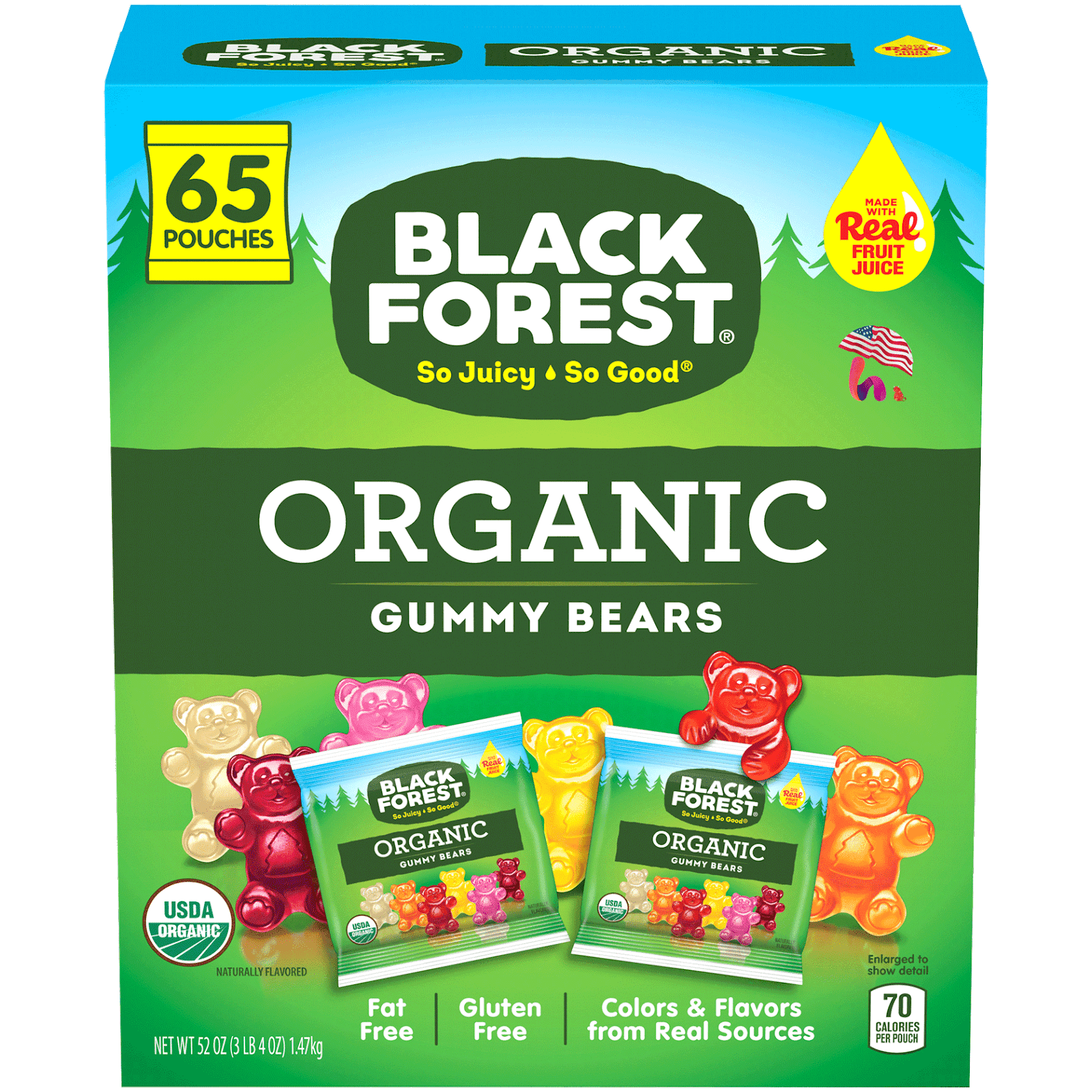 HỘP 65 GÓI KẸO DẺO GẤU cho bé ORGANIC GUMMY BEARS 23g x 65 gói