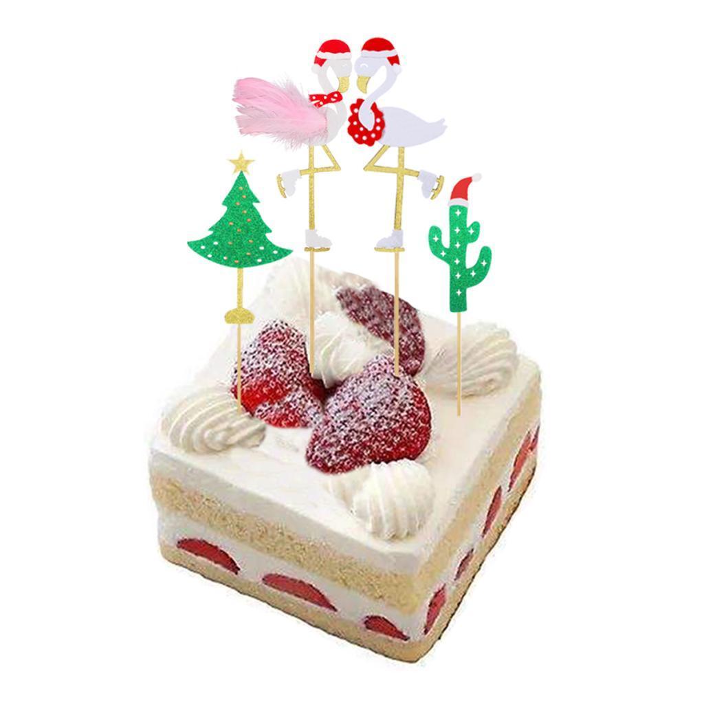 12pcs Cake Topper Picks Flamingo Cupcake Decor Birthday Party