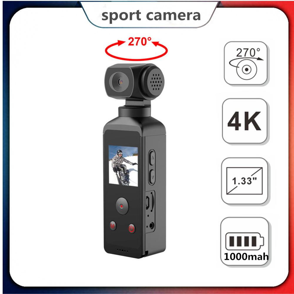 Máy ảnh bỏ túi thể thao 4K Máy quay video Đường truyền micrô trong Giao diện Ống kính xoay 270 độ của Máy quay phim Nhỏ và di động