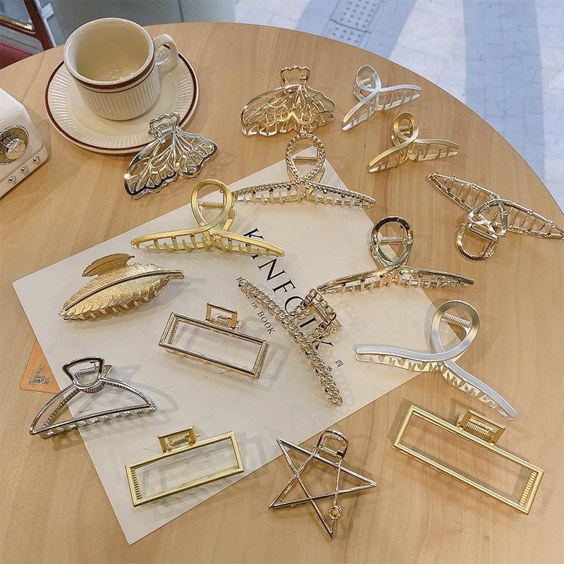 Kẹp tóc Hàn Quốc kẹp càng cua cỡ lớn nhiều mẫu HOT tiktok màu vàng gold sang chảnh