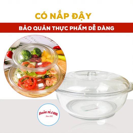 Âu phíp tròn trong suốt có nắp đậy Việt Nhật (MS:6435-2)- Tô cơm, bát đựng canh, đựng thực phẩm an toàn tiện lợi Br01440