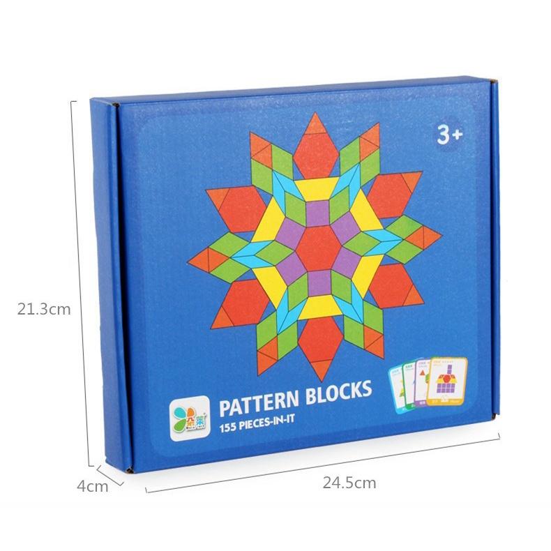 Ghép hình Pattern Block Montessori 155 chi tiết cho bé sáng tạo - Đồ chơi ghép hình Tangram