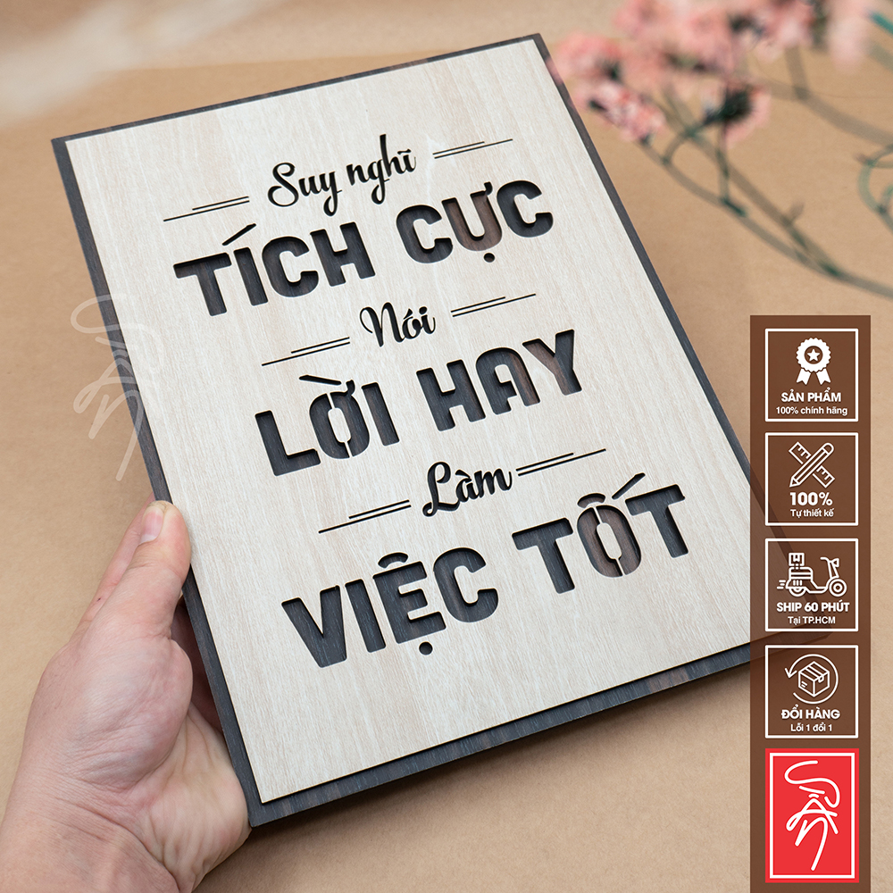 Tranh chữ slogan SAN-TR08: Suy Nghĩ Tích Cực, Nói Lời Hay, Làm Việc Tốt