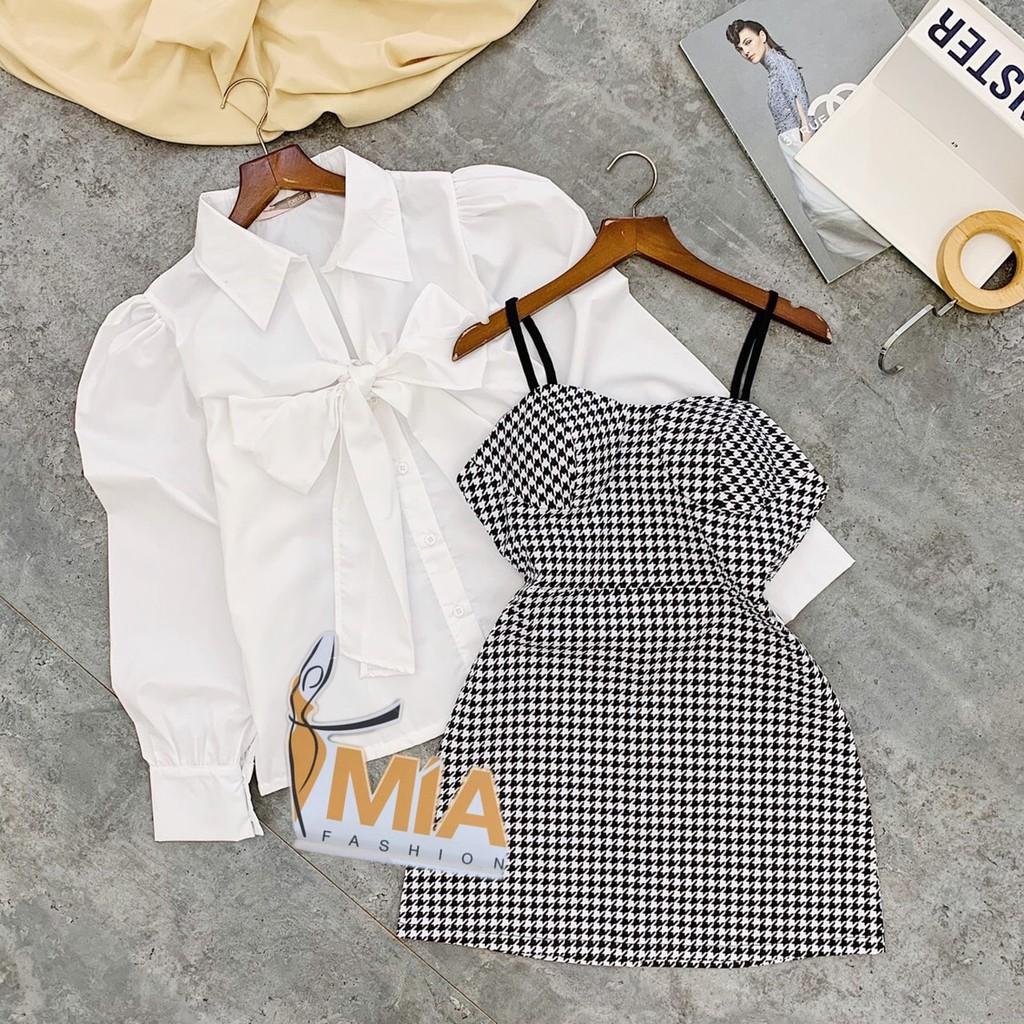 SET YẾM CARO + ÁO NƠ TRẮNG TD - ST0587