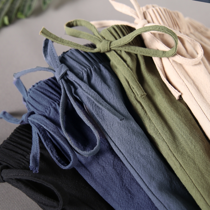 Quần shorts nữ đẹp ống rộng cạp chun chất đũi