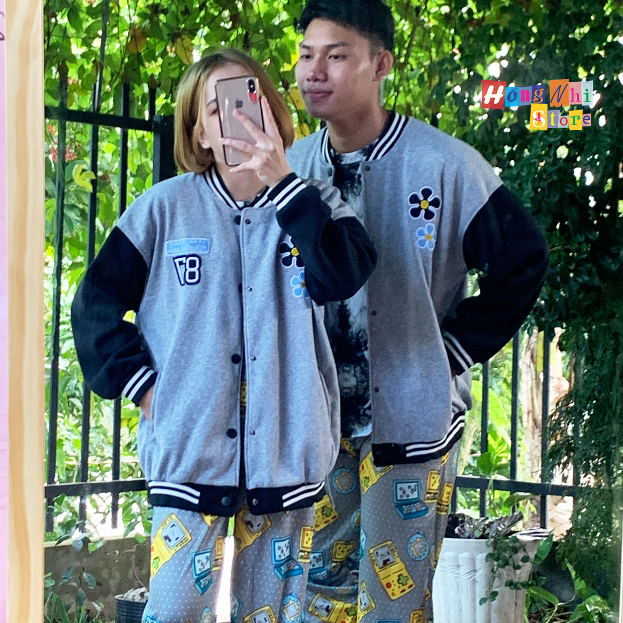 Áo Khoác Bomber Thêu Hoa 87 Viền Cổ Ulzzang Unisex Dáng Rộng Nam Nữ - MM