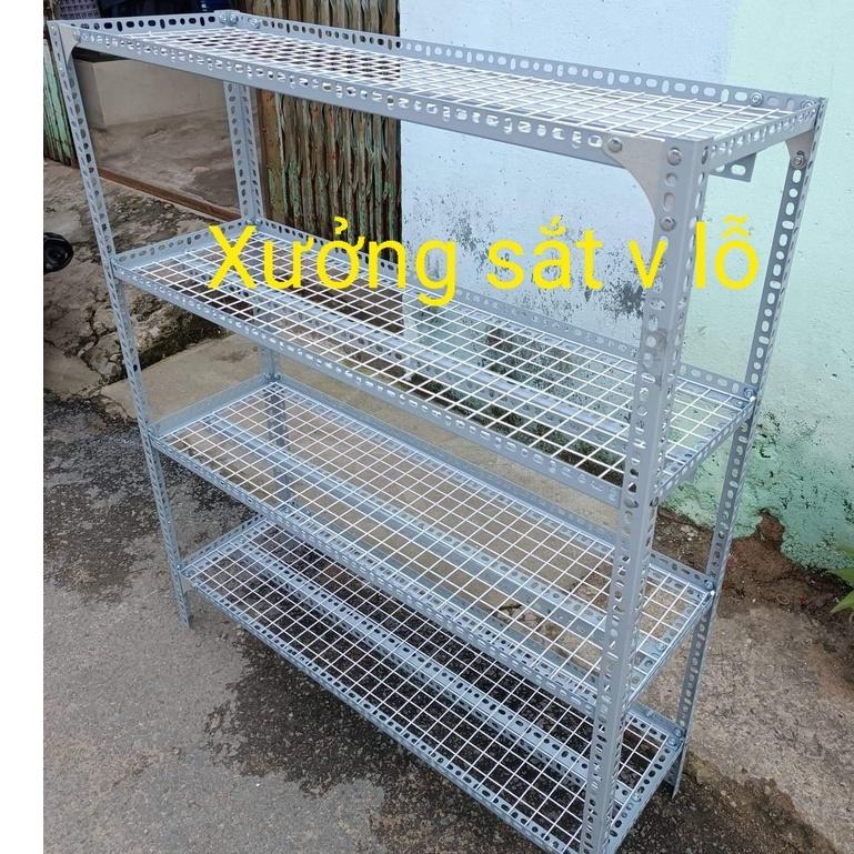 Kệ sắt v lỗ Rộng 30cm x Dài 1,5m ,Cao từ 60cm đến 1,5m ,kệ sắt v lỗ vỉ lưới sắt ô vuông nhiều tầng kệ