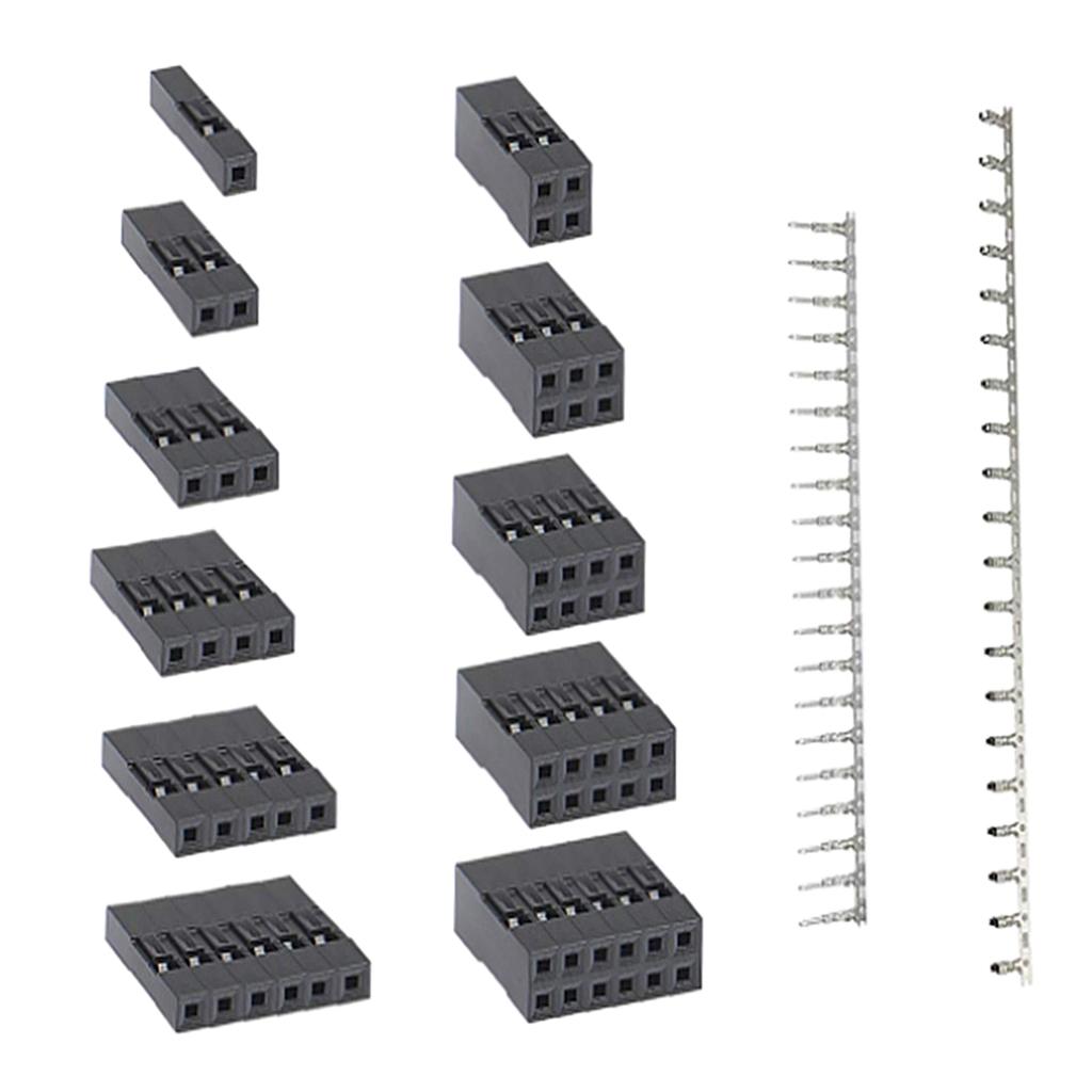 620Pcs 2.54mm Male Female Crimp 2/3/4/5/6 Plug Header Terminal Connector Set