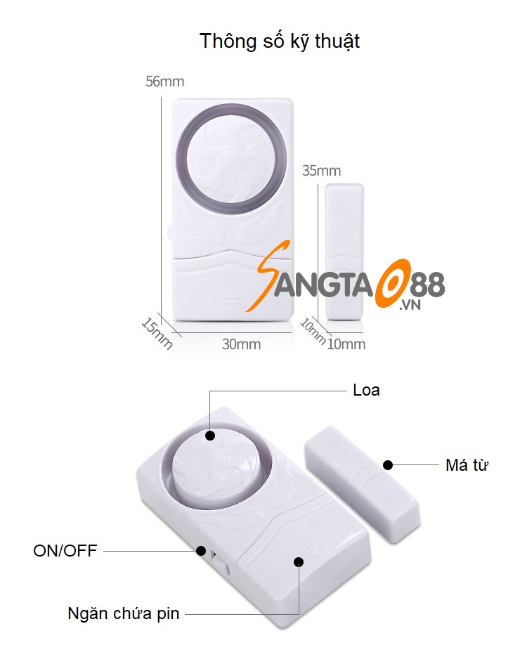 THIẾT BỊ BÁO ĐỘNG CHỐNG TRỘM SIÊU MINI, CÒI HÚ SIÊU LỚN CAO CẤP SF19R